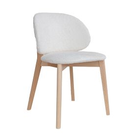 Szék szövet bevonattal, fa lábakkal - krémszín - CM01 Pecora