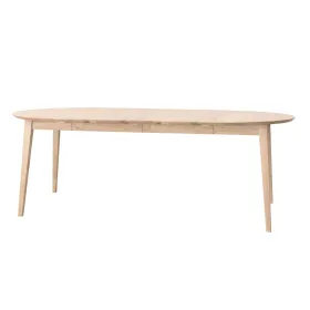 Asztal, kerek, kihúzható, fehérített tölgyfa, 110 - 210 cm - Orbetello
