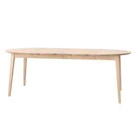 Asztal, kerek, kihúzható, fehérített tölgyfa, 90 -190 cm - Orbetello