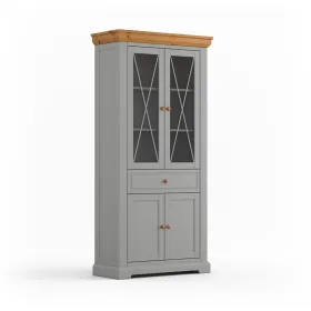 Vitrin, fa, kétajtós, üvegezett, hamuszürke – Marone Elite