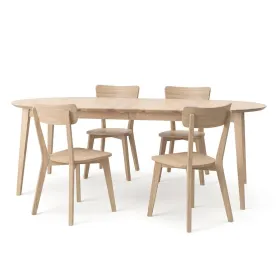 Étkezőgarnitúra – 110+2×50 cm-es, bővíthető kerek étkezőasztal + 4 db Leon fa étkezőszék – Orbetello