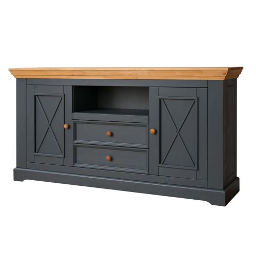 Komoda 2.2, borovica, farba grafit - dub, séria Marone